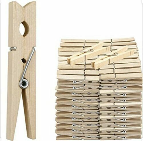 100 wooden clothes pegs - wooden,