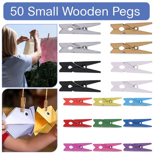 Wooden pegs clothes clips - 50,
