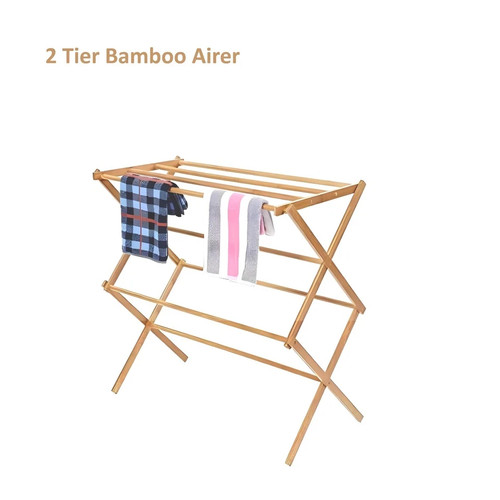 Bamboo tier airer wooden - 2,