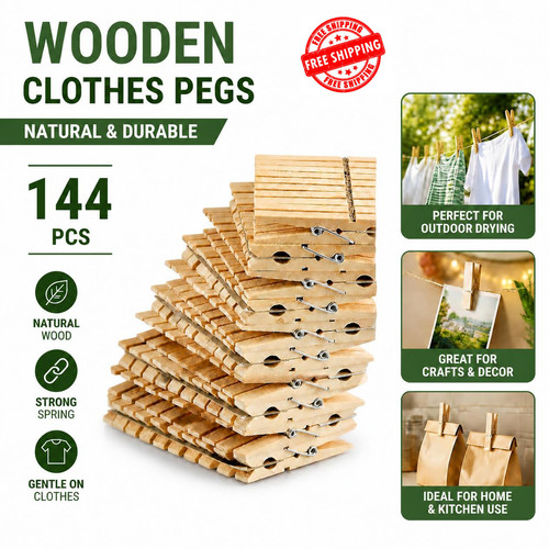 144 solid wooden clothes - clothes, pegs